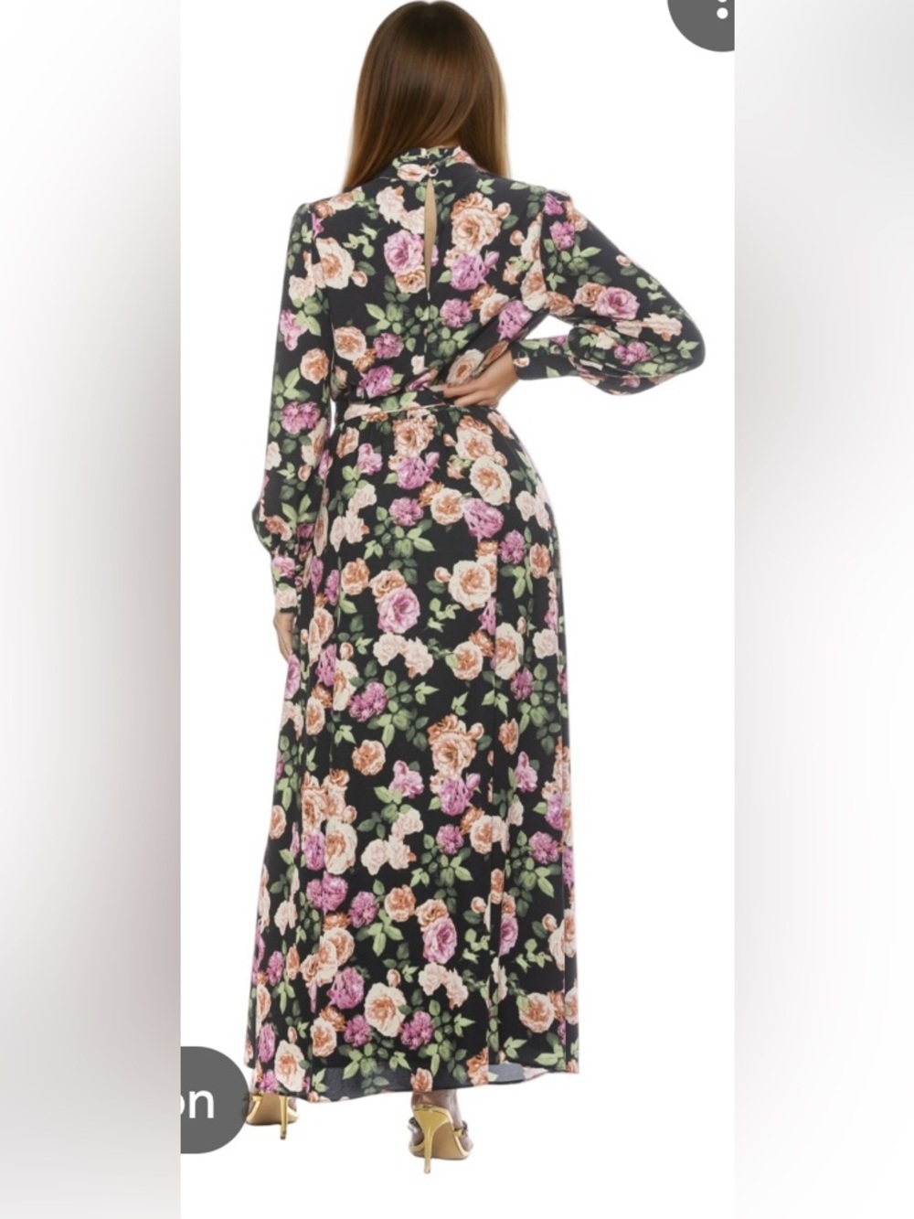NEW! NWT Alexia Admor Nordstrom Black Floral Drape-Front Long Sleeve Dress - Picture 8 of 8